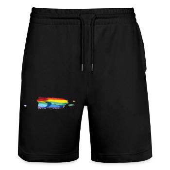 Puerto Rico (USA) | echte Flagge | LGBTQIA+ - Stanley/Stella Unisex Bio Joggingshorts Trainer  - Schwarz - Vorne - Nik (191cm) & Marisol (170cm)