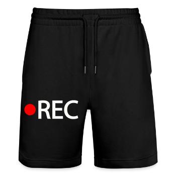 Rec - Stanley/Stella Trainer Unisex Organic Jogging Shorts - black - Front - Nik (191cm) & Marisol (170cm)