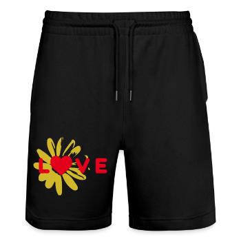 LOVE Design mit Herz - Stanley/Stella Unisex Bio Joggingshorts Trainer  - Schwarz - Vorne - Nik (191cm) & Marisol (170cm)
