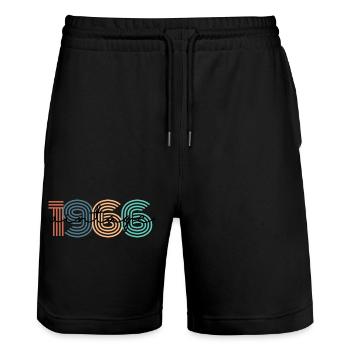 1966 Vintage Retro - Stanley/Stella Unisex Bio Joggingshorts Trainer  - Schwarz - Vorne - Nik (191cm) & Marisol (170cm)