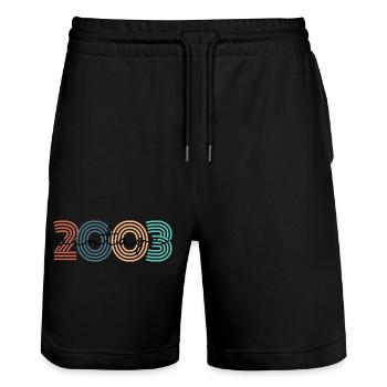 2003 Vintage Retro - Stanley/Stella Unisex Bio Joggingshorts Trainer  - Schwarz - Vorne - Nik (191cm) & Marisol (170cm)