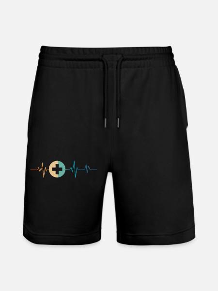 Retro Heartbeat Medicine - Stanley/Stella Trainer Unisex Organic Jogging Shorts - black