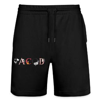 JACOB Art du nom avec fleurs brodées - Short de jogging bio TRAINER Stanley/Stella unisexe - noir - Devant - Nik (191cm) & Marisol (170cm)
