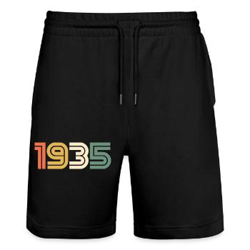 Année de naissance sport 1935 - Short de jogging bio TRAINER Stanley/Stella unisexe - noir - Devant - Nik (191cm) & Marisol (170cm)