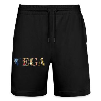 VIGA Namenskunst mit gestickten Blumen - Stanley/Stella Unisex Bio Joggingshorts Trainer  - Schwarz - Vorne - Nik (191cm) & Marisol (170cm)