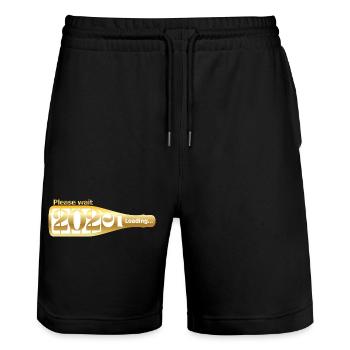 Please Wait 2025 Loading Witziges Silvester Design - Stanley/Stella Unisex Bio Joggingshorts Trainer  - Schwarz - Vorne - Nik (191cm) & Marisol (170cm)