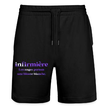 KRANKENSCHWESTER KRANKENSCHWESTER DOKTOR HUMOR DRÖLES 6 - Stanley/Stella Unisex Bio Joggingshorts Trainer  - Schwarz - Vorne - Nik (191cm) & Marisol (170cm)