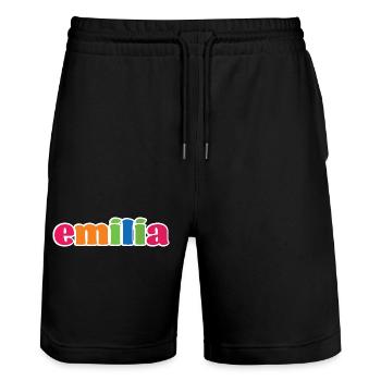 Emilia Gift - Stanley/Stella Trainer Unisex Organic Jogging Shorts - black - Front - Nik (191cm) & Marisol (170cm)