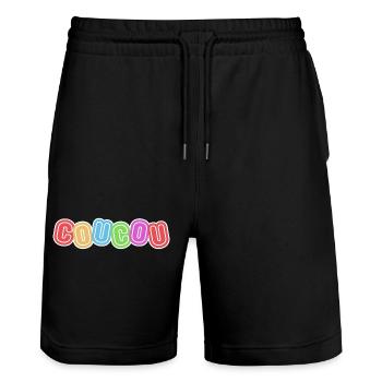 bonjour, coucou, politesse - Short de jogging bio TRAINER Stanley/Stella unisexe - noir - Devant - Nik (191cm) & Marisol (170cm)