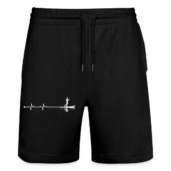 Camping Heartbeat Line Art - Stanley/Stella Trainer Unisex Organic Jogging Shorts - black - Front - Nik (191cm) & Marisol (170cm)