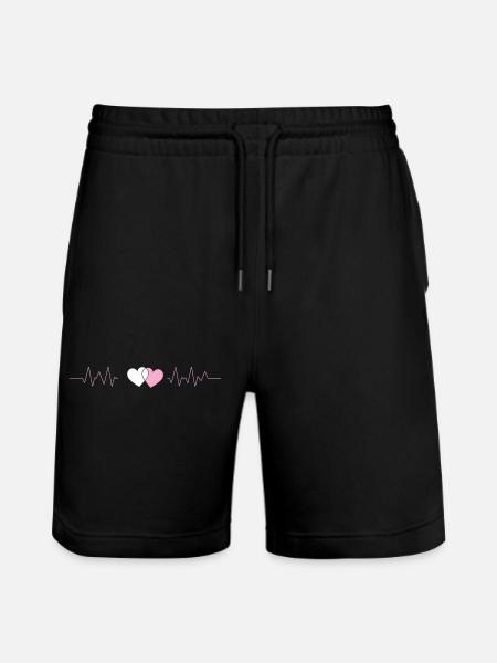 Heartbeat Synced - Stanley/Stella Trainer Unisex Organic Jogging Shorts - black