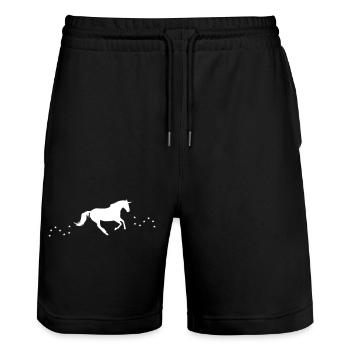 Licorne galopant avec des étoiles - Short de jogging bio TRAINER Stanley/Stella unisexe - noir - Devant - Nik (191cm) & Marisol (170cm)