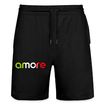 amore - Italia - Italy - Love Italian Love - Stanley/Stella Trainer Unisex Organic Jogging Shorts - black - Front - Nik (191cm) & Marisol (170cm)