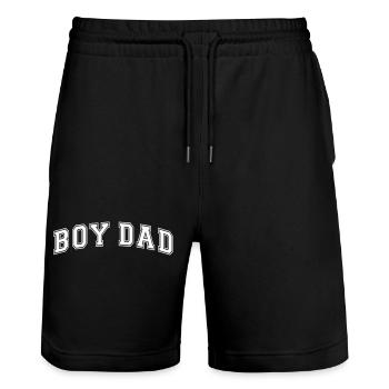 Boy Dad Father of a Son Dad Father's Day - Stanley/Stella Trainer Unisex Organic Jogging Shorts - black - Front - Nik (191cm) & Marisol (170cm)
