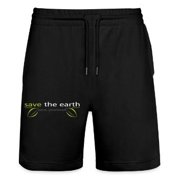 save_the_earth - Stanley/Stella Unisex Bio Joggingshorts Trainer  - Schwarz - Vorne - Nik (191cm) & Marisol (170cm)