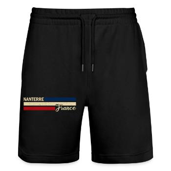 France - Nanterre - France - Flag - Stripes - Stanley/Stella Trainer Unisex Organic Jogging Shorts - black - Front - Nik (191cm) & Marisol (170cm)
