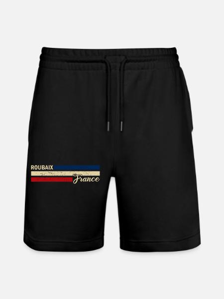 France - Roubaix - France - Flag - Stripes - Stanley/Stella Trainer Unisex Organic Jogging Shorts - black