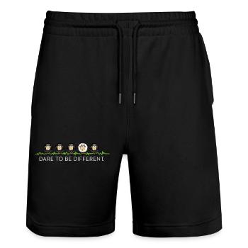 Être différent – Black Sheep - Short de jogging bio TRAINER Stanley/Stella unisexe - noir - Devant - Nik (191cm) & Marisol (170cm)