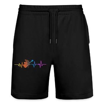 Hawaiian Ukulele Uke Heartbeat - Stanley/Stella Trainer Unisex Organic Jogging Shorts - black - Front - Nik (191cm) & Marisol (170cm)