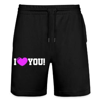 I love you - Ich Liebe Dich - Stanley/Stella Trainer Unisex Organic Jogging Shorts - black - Front - Nik (191cm) & Marisol (170cm)