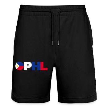 Philippines - Stanley/Stella Trainer Unisex Organic Jogging Shorts - black - Front - Nik (191cm) & Marisol (170cm)