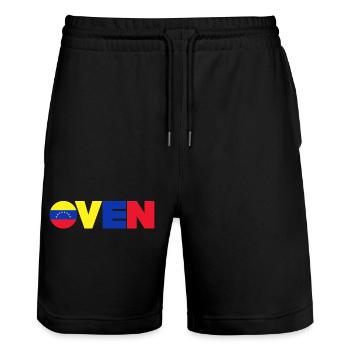 Venezuela - Stanley/Stella Trainer Unisex Organic Jogging Shorts - black - Front - Nik (191cm) & Marisol (170cm)