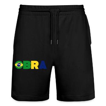 Brazil - Stanley/Stella Trainer Unisex Organic Jogging Shorts - black - Front - Nik (191cm) & Marisol (170cm)