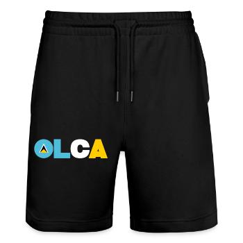 Saint Lucia - Stanley/Stella Trainer Unisex Organic Jogging Shorts - black - Front - Nik (191cm) & Marisol (170cm)