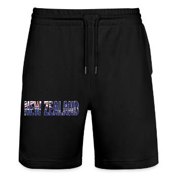 New Zealand Logo New Zealand Symbol Flag - Stanley/Stella Trainer Unisex Organic Jogging Shorts - black - Front - Nik (191cm) & Marisol (170cm)