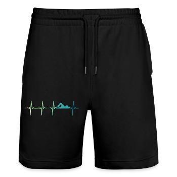 Schwimmendes Herzschlag-Schwimmer-Geschenk - Stanley/Stella Unisex Bio Joggingshorts Trainer  - Schwarz - Vorne - Nik (191cm) & Marisol (170cm)