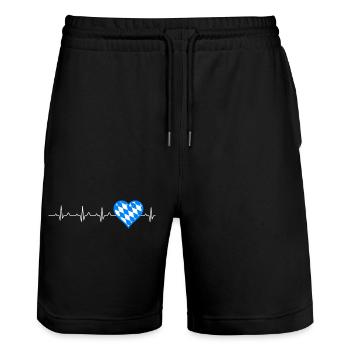 HERZSCHLOG BAYERN - Stanley/Stella Unisex Bio Joggingshorts Trainer  - Schwarz - Vorne - Nik (191cm) & Marisol (170cm)