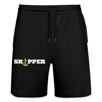 Skipper, Sailor, Seemann mit Anker - Stanley/Stella Unisex Bio Joggingshorts Trainer  - Schwarz - Vorne - Nik (191cm) & Marisol (170cm)