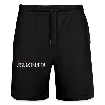 Lieblingsmensch - Stanley/Stella Unisex Bio Joggingshorts Trainer  - Schwarz - Vorne - Nik (191cm) & Marisol (170cm)