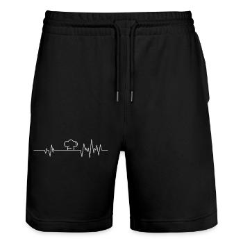 heart beat chef - Stanley/Stella Trainer Unisex Organic Jogging Shorts - black - Front - Nik (191cm) & Marisol (170cm)