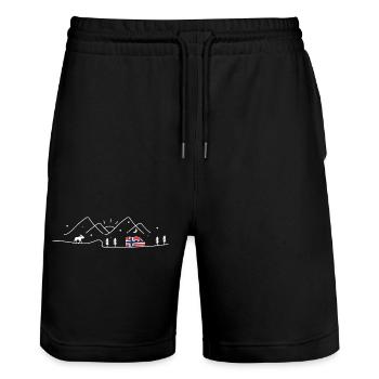 Norwegen Camping Kastenwagen Norway Design - Stanley/Stella Unisex Bio Joggingshorts Trainer  - Schwarz - Vorne - Nik (191cm) & Marisol (170cm)