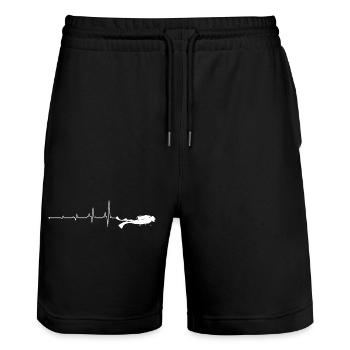 Heartbeat scuba diving - Stanley/Stella Trainer Unisex Organic Jogging Shorts - black - Front - Nik (191cm) & Marisol (170cm)