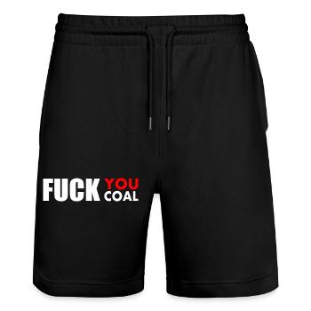 Fuck you coal - Short de jogging bio TRAINER Stanley/Stella unisexe - noir - Devant - Nik (191cm) & Marisol (170cm)