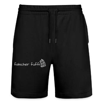 falscher fuffi - Stanley/Stella Unisex Bio Joggingshorts Trainer  - Schwarz - Vorne - Nik (191cm) & Marisol (170cm)