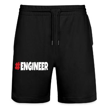 #engineer red&white - Stanley/Stella Trainer Unisex Organic Jogging Shorts - black - Front - Nik (191cm) & Marisol (170cm)