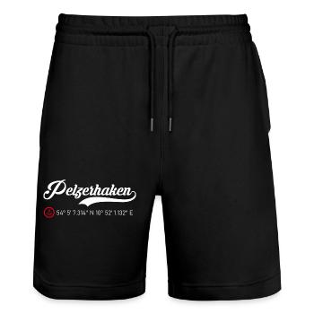 Pelzerhaken Koordinaten - Stanley/Stella Unisex Bio Joggingshorts Trainer  - Schwarz - Vorne - Nik (191cm) & Marisol (170cm)