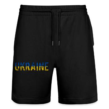 Ukraine - Stanley/Stella Unisex Bio Joggingshorts Trainer  - Schwarz - Vorne - Nik (191cm) & Marisol (170cm)