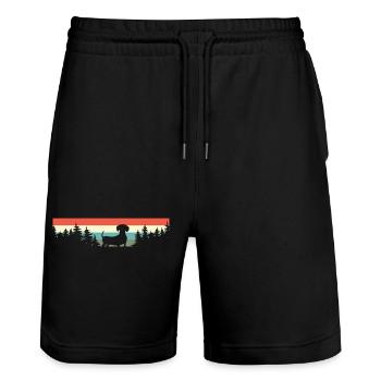 Teckel Chien Rétro - Short de jogging bio TRAINER Stanley/Stella unisexe - noir - Devant - Nik (191cm) & Marisol (170cm)