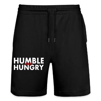 Humble and hungry - Short de jogging bio TRAINER Stanley/Stella unisexe - noir - Devant - Nik (191cm) & Marisol (170cm)