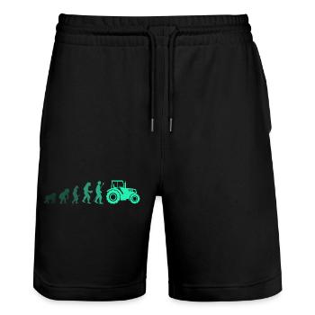 Tractor evolution - Stanley/Stella Trainer Unisex Organic Jogging Shorts - black - Front - Nik (191cm) & Marisol (170cm)