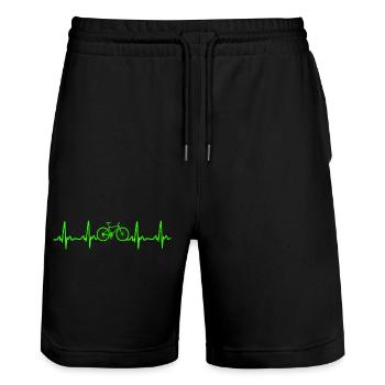Bicycle Heartbeat Cycling - Stanley/Stella Trainer Unisex Organic Jogging Shorts - black - Front - Nik (191cm) & Marisol (170cm)