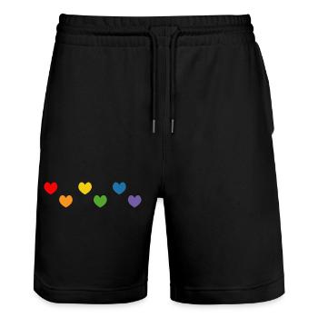 Tshirt coeur arc-en-ciel Mix LGBTQ - Short de jogging bio TRAINER Stanley/Stella unisexe - noir - Devant - Nik (191cm) & Marisol (170cm)