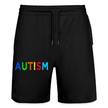 Autism - Short de jogging bio TRAINER Stanley/Stella unisexe - noir - Devant - Nik (191cm) & Marisol (170cm)