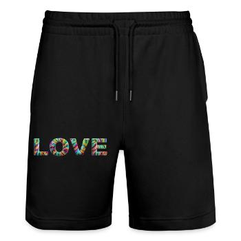 LOVE Zotteliges Fell Bunt - Stanley/Stella Unisex Bio Joggingshorts Trainer  - Schwarz - Vorne - Nik (191cm) & Marisol (170cm)