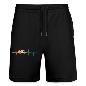 Herzschlag des Wohnmobils - Stanley/Stella Unisex Bio Joggingshorts Trainer  - Schwarz - Vorne - Nik (191cm) & Marisol (170cm)