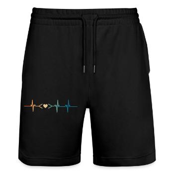Heartbeat Coding Liebe - Stanley/Stella Unisex Bio Joggingshorts Trainer  - Schwarz - Vorne - Nik (191cm) & Marisol (170cm)